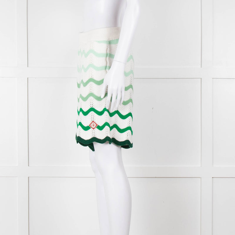 Casablanca  Green & White Gradient  Wave Textured Shorts