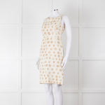 Max Mara Cream Brown Dots Sleeveless Tweedy Dress