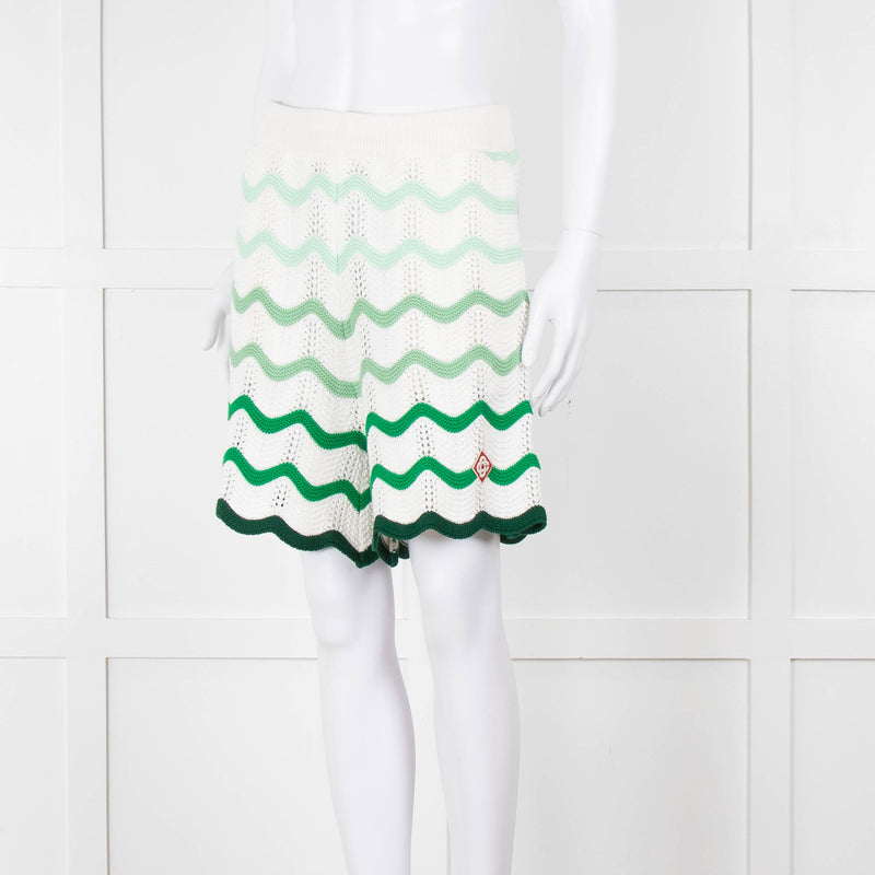 Casablanca  Green & White Gradient  Wave Textured Shorts
