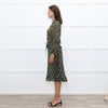 Munthe Green Silver Bunny Print Sheer Dress