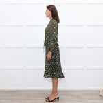 Munthe Green Silver Bunny Print Sheer Dress
