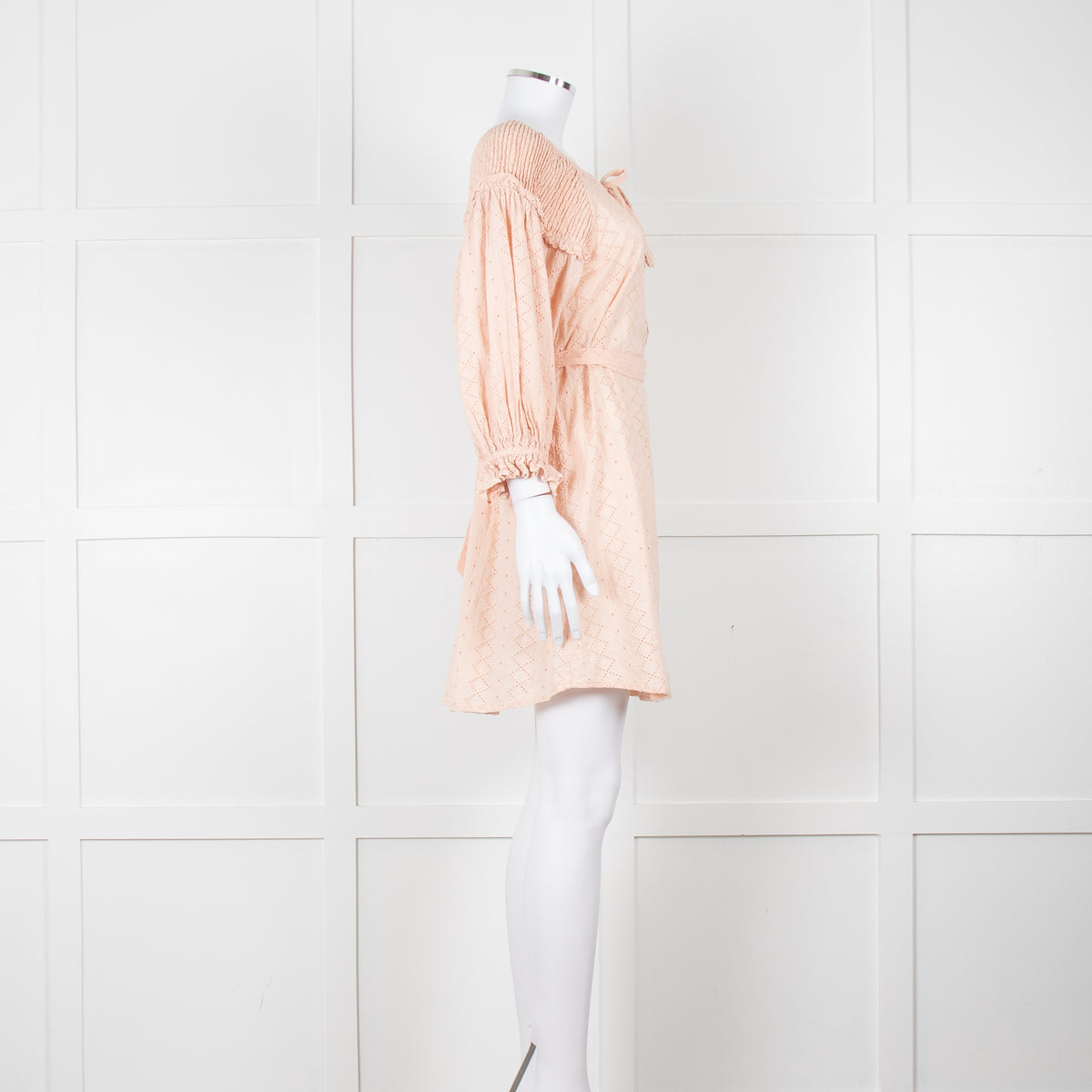 Innika Choo Pink Broderie Anglaise Short Dress With Tie Belt