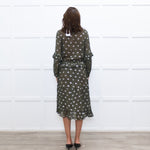 Munthe Green Silver Bunny Print Sheer Dress