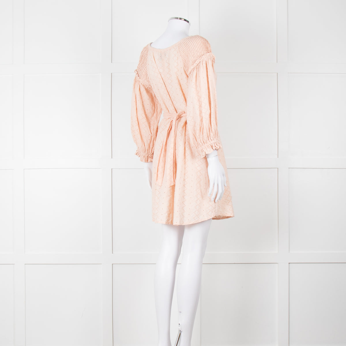 Innika Choo Pink Broderie Anglaise Short Dress With Tie Belt