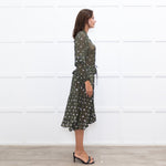 Munthe Green Silver Bunny Print Sheer Dress