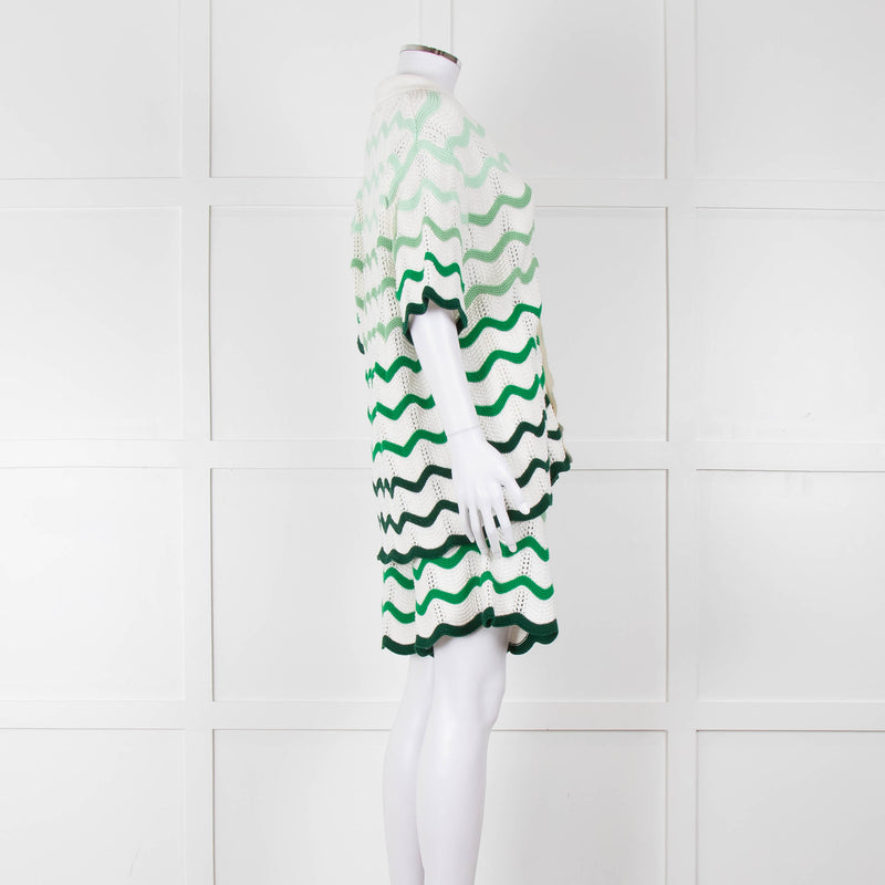 Casablanca  Green & White Gradient  Wave Textured Shorts