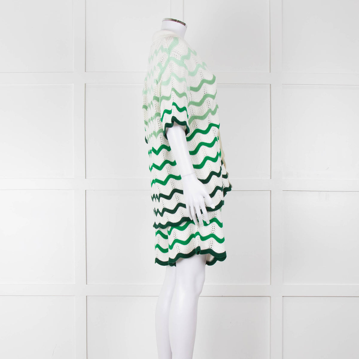 Casablanca Green & White Gradient Wave Textured Shirt