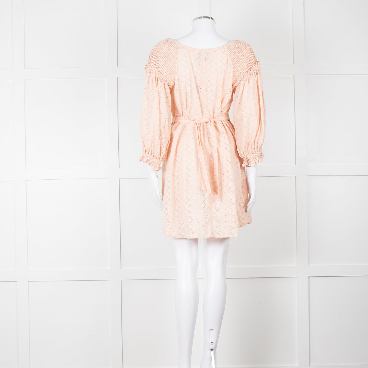 Innika Choo Pink Broderie Anglaise Short Dress With Tie Belt