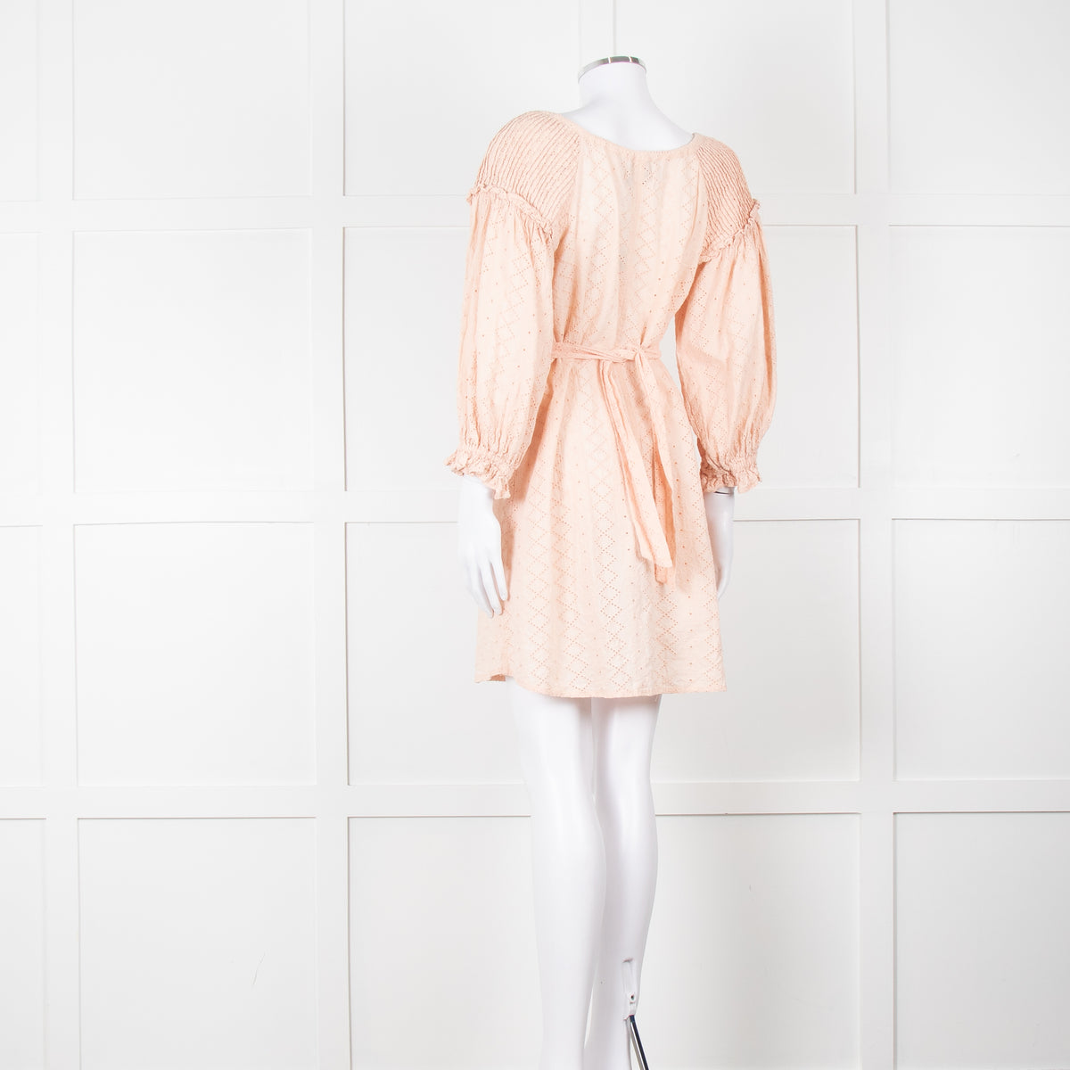 Innika Choo Pink Broderie Anglaise Short Dress With Tie Belt