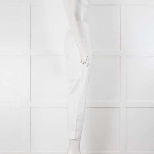 Weill White Side Zip Cotton Trousers