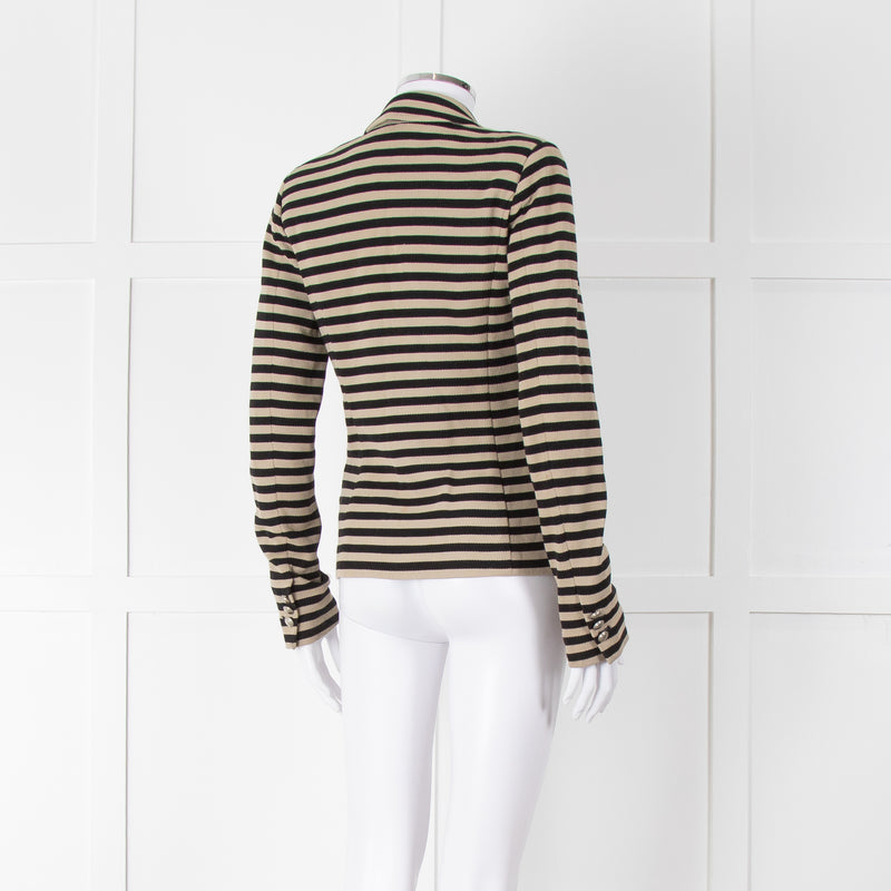 Weekend Max Mara Black Beige Stripes Double Breasted Jacket