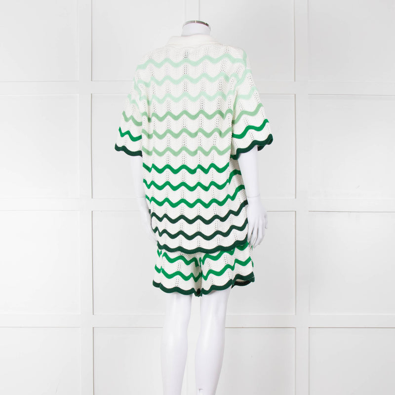 Casablanca  Green & White Gradient  Wave Textured Shorts