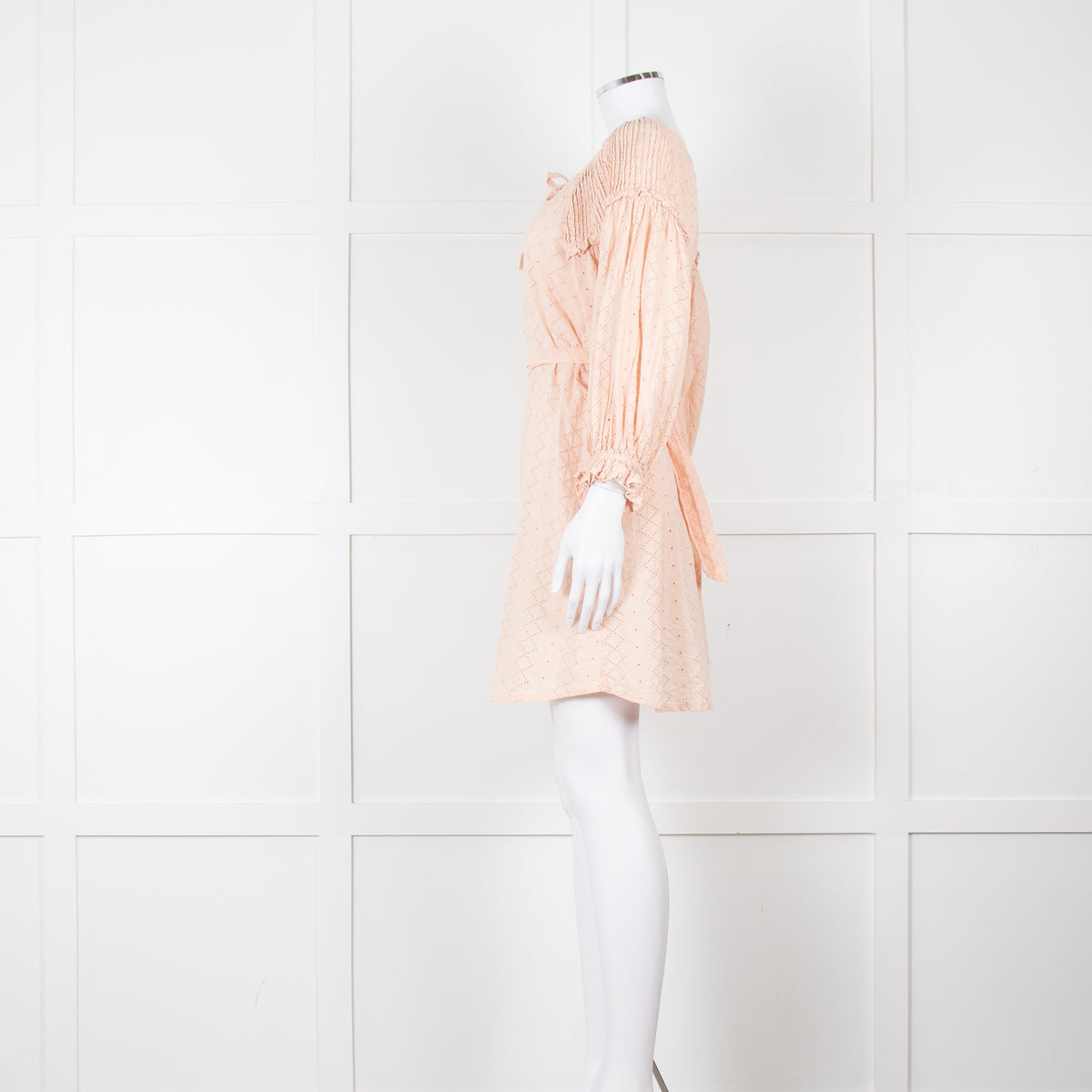 Innika Choo Pink Broderie Anglaise Short Dress With Tie Belt