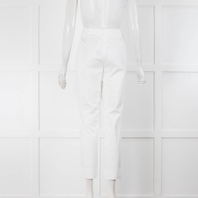 Weill White Side Zip Cotton Trousers