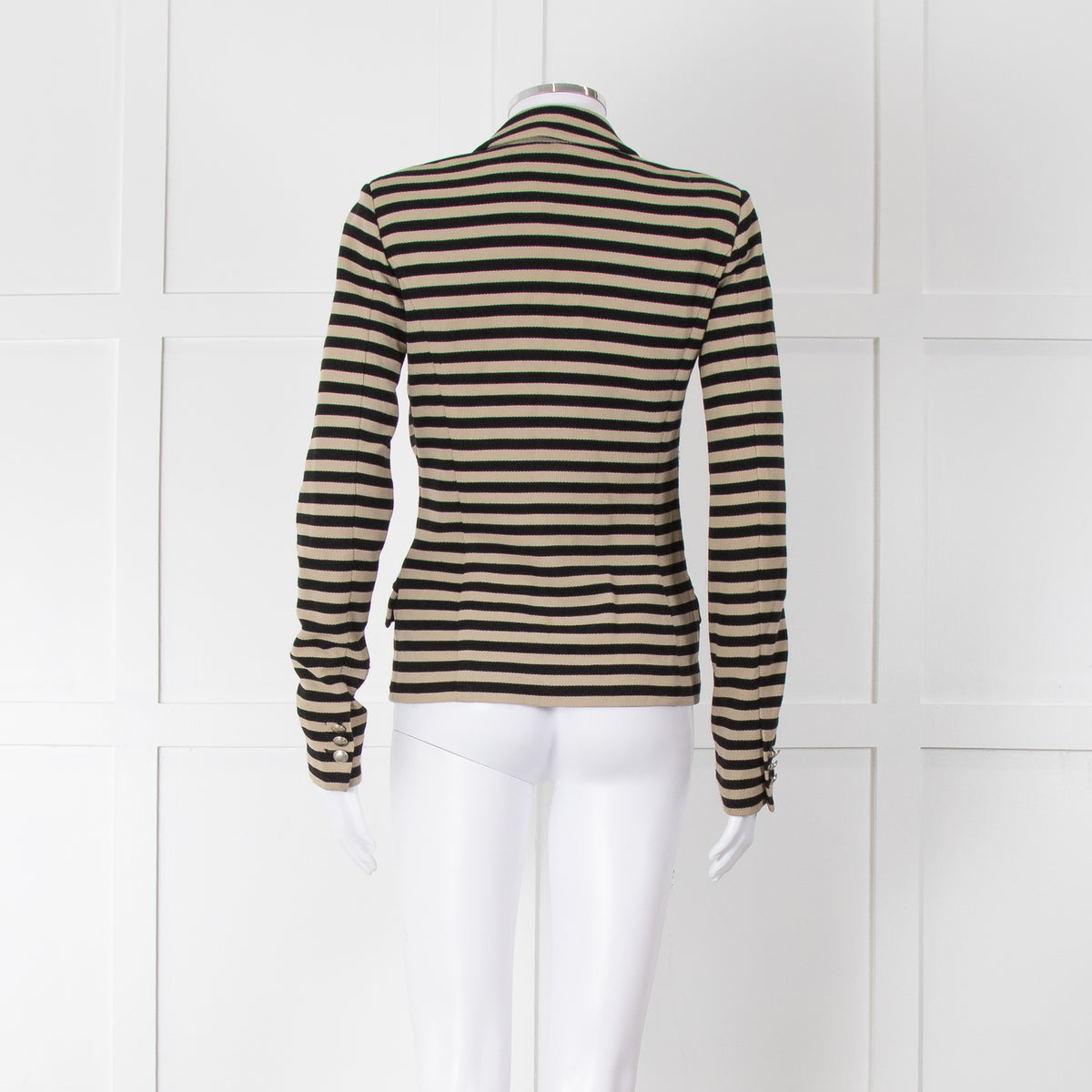 Weekend Max Mara Black Beige Stripes Double Breasted Jacket