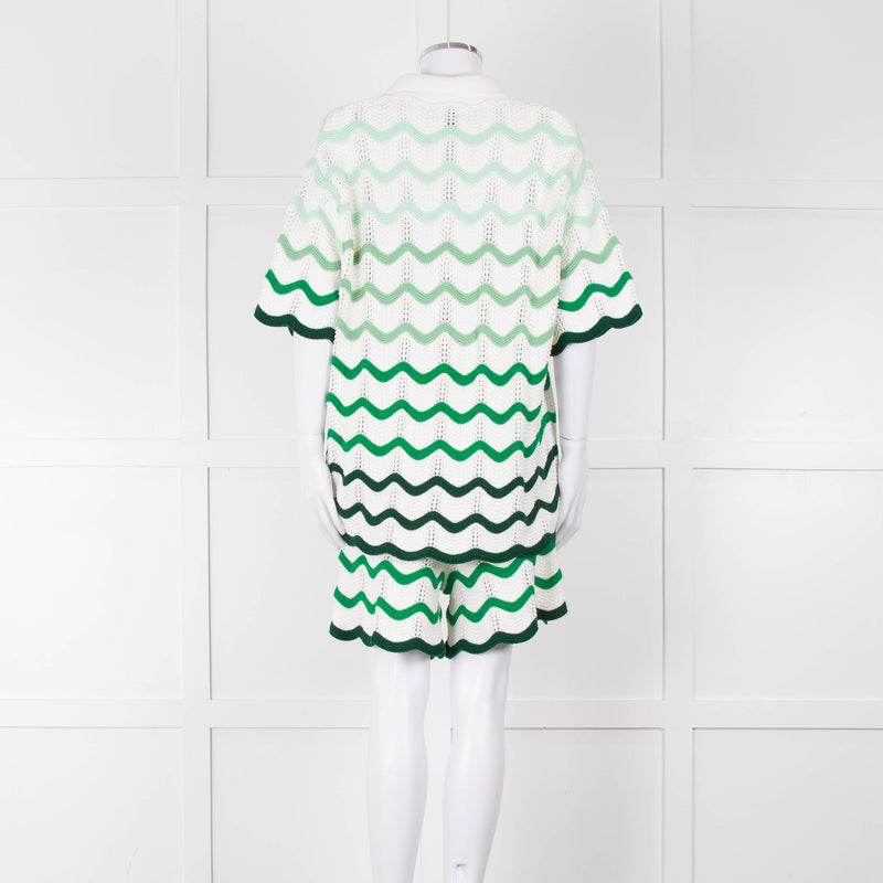 Casablanca  Green & White Gradient  Wave Textured Shorts