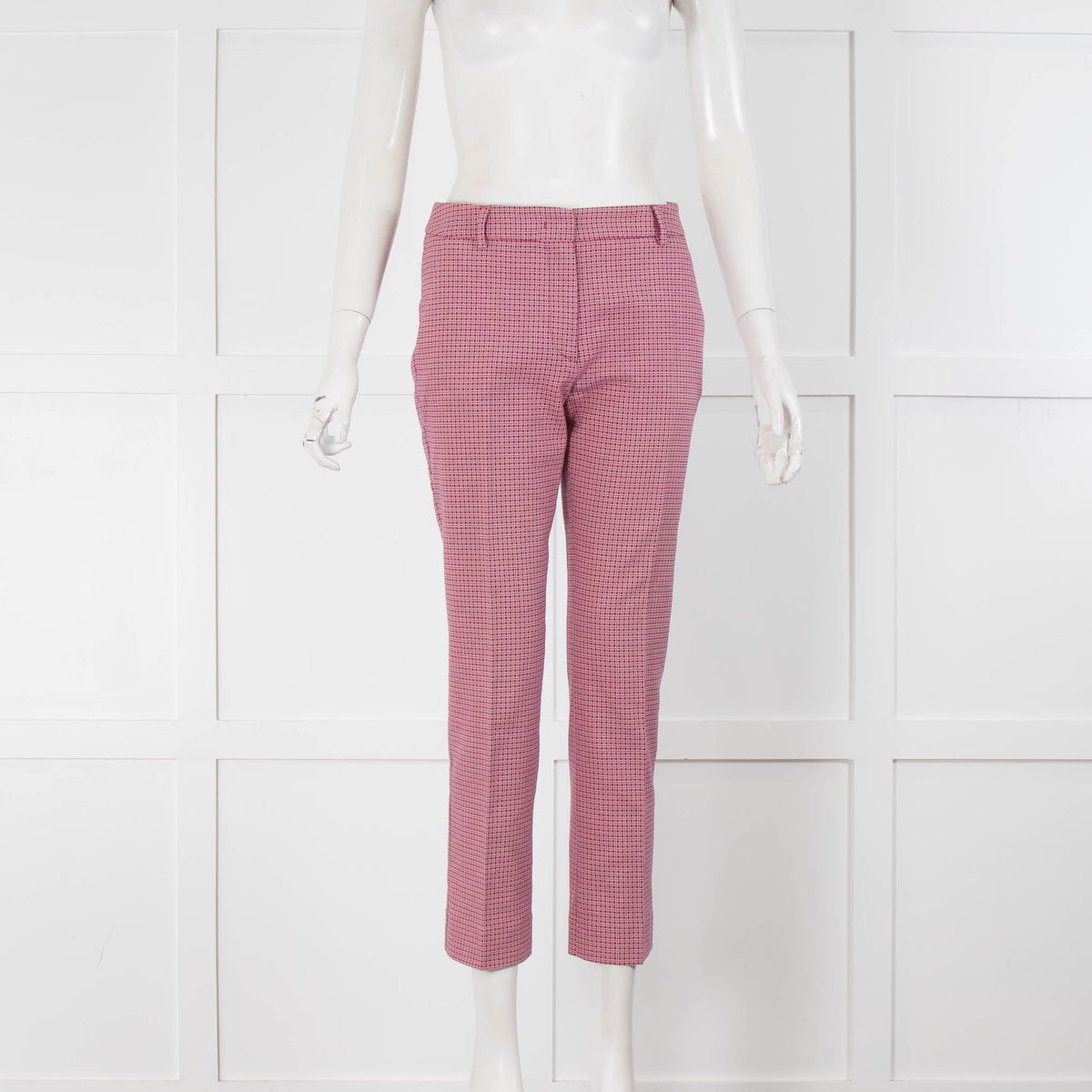 Weekend Max Mara Pink White Check Capri Trousers