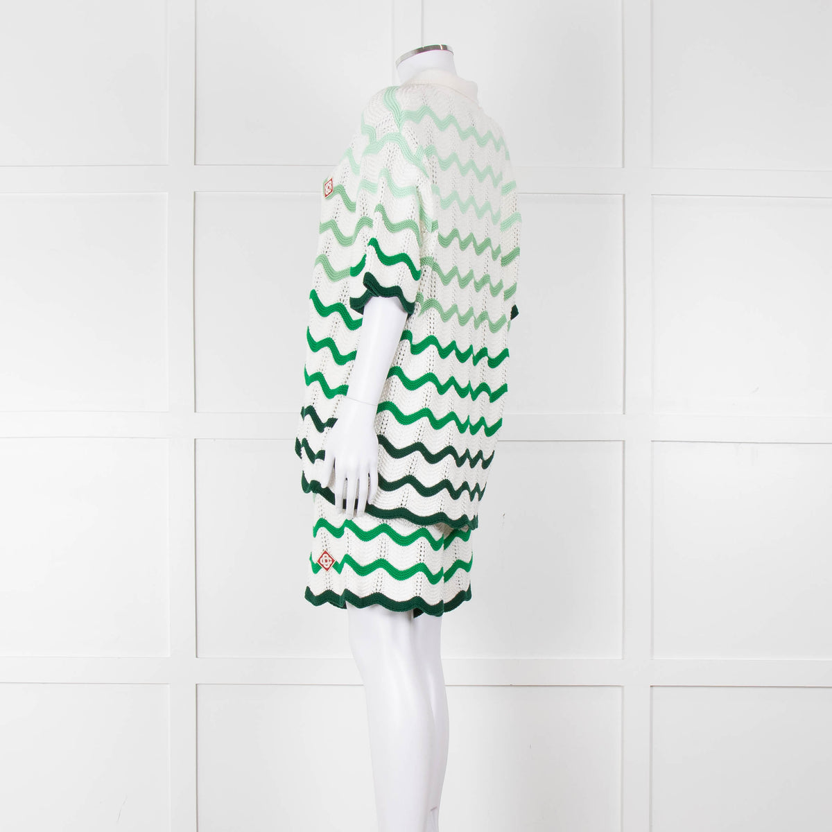 Casablanca Green & White Gradient Wave Textured Shirt