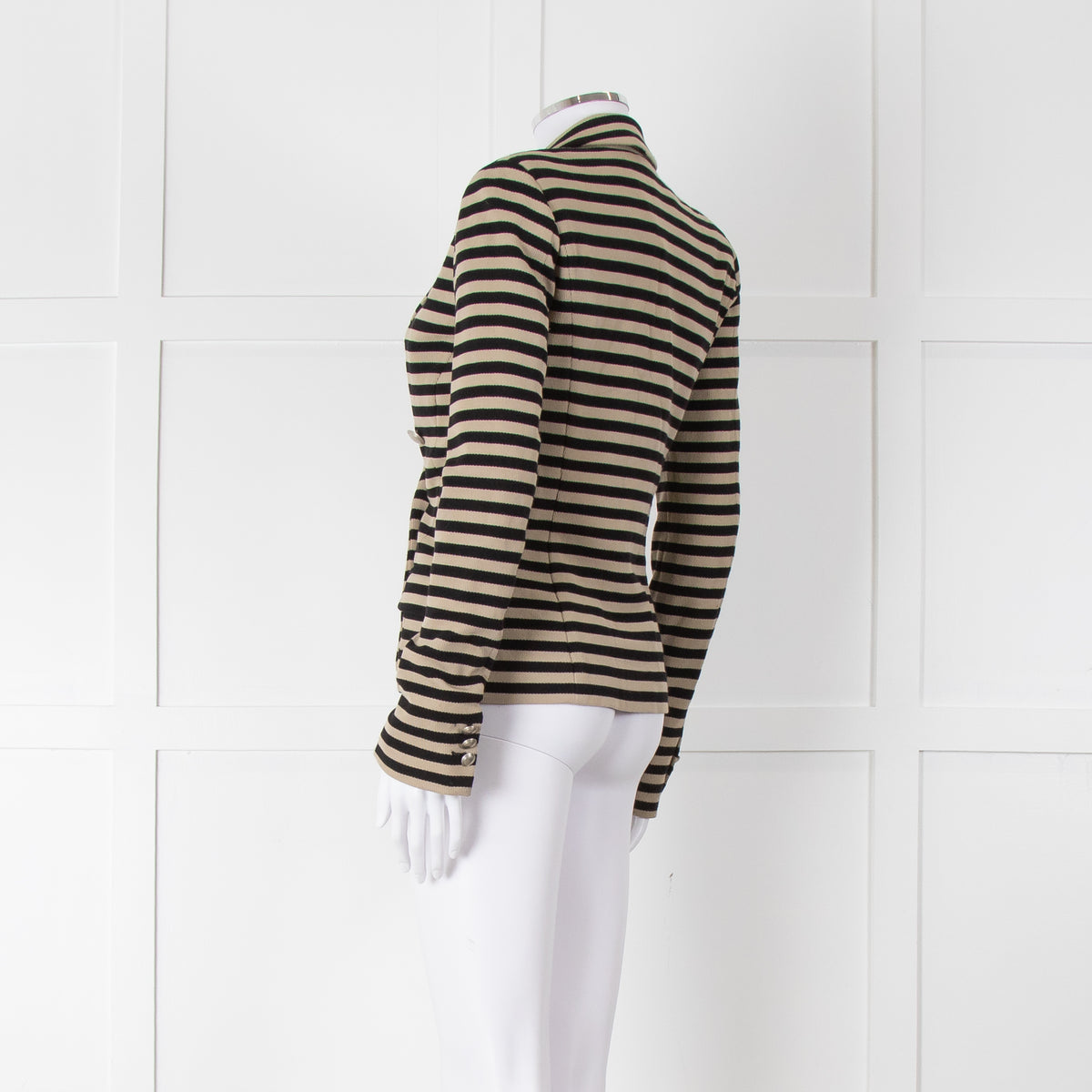 Weekend Max Mara Black Beige Stripes Double Breasted Jacket
