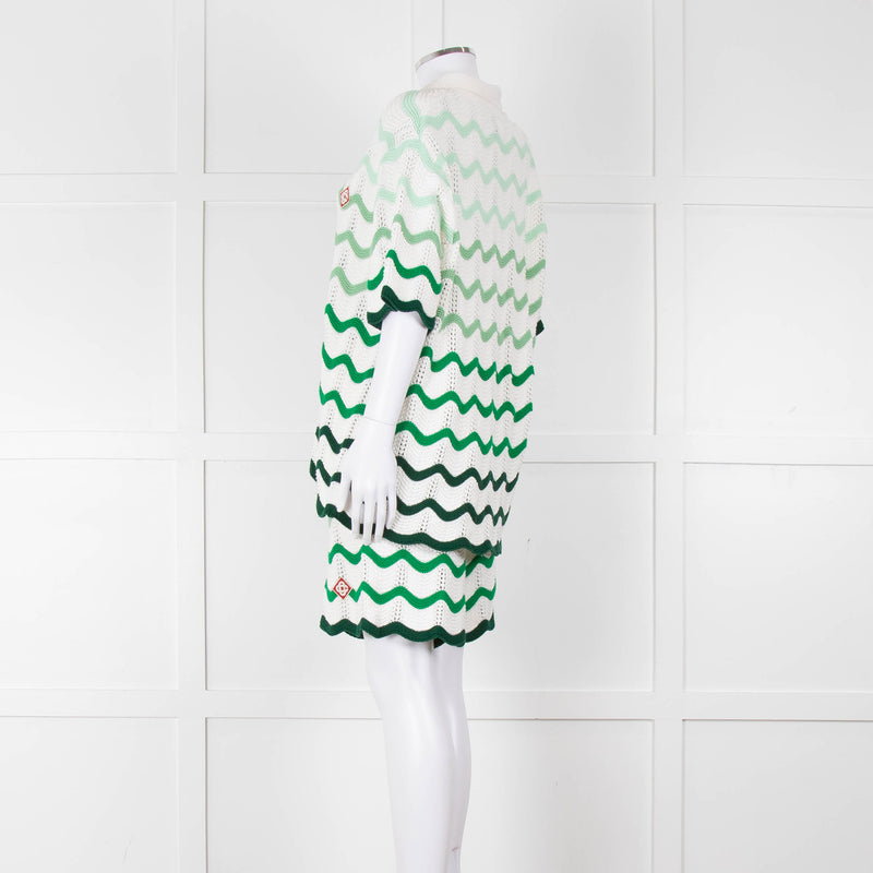 Casablanca  Green & White Gradient  Wave Textured Shorts