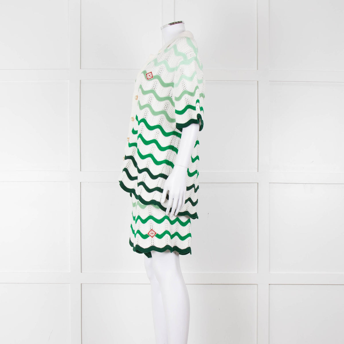 Casablanca Green & White Gradient Wave Textured Shirt