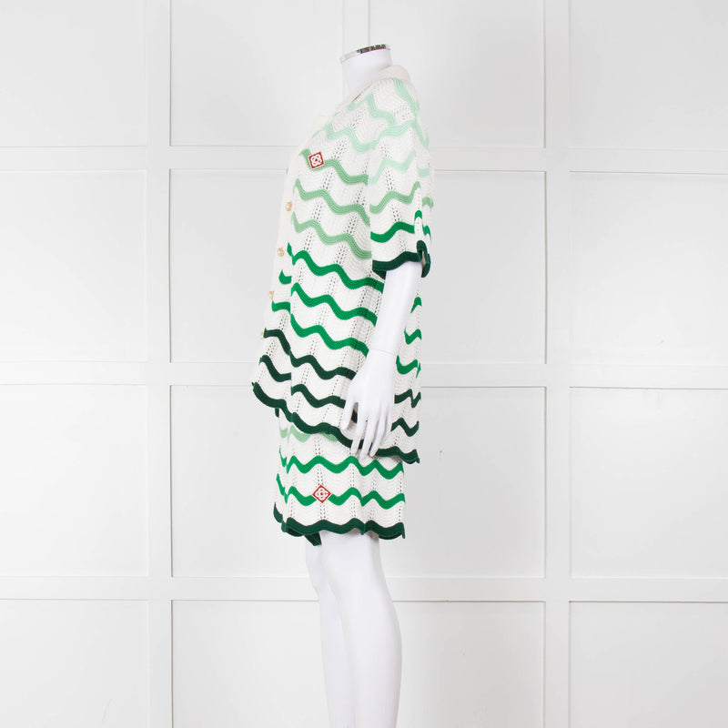 Casablanca  Green & White Gradient  Wave Textured Shorts
