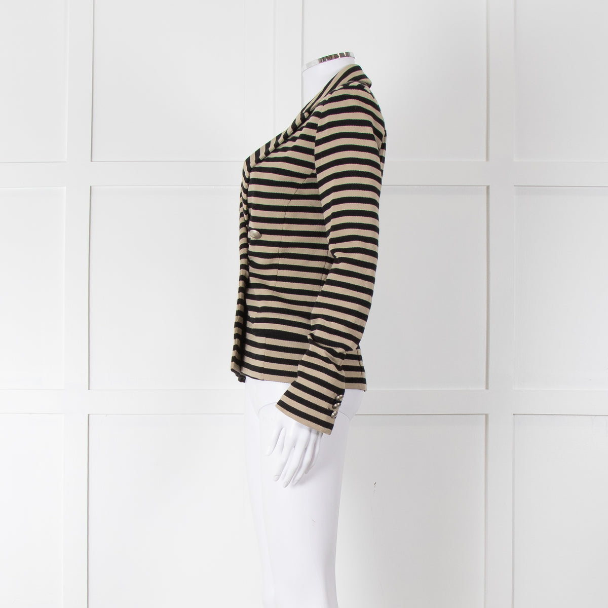 Weekend Max Mara Black Beige Stripes Double Breasted Jacket