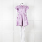 Aje Purple Short Frill Sleeve Shirt Dress With Tie Belt