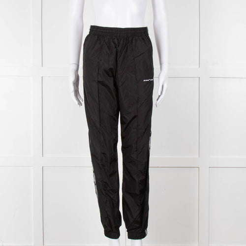 Off-White Black Nylon Joggers With Silver Lurex Arrows