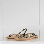 Chanel Interlocking CC Logo Leather T-Strap Sandals