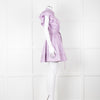 Aje Purple Short Frill Sleeve Shirt Dress With Tie Belt