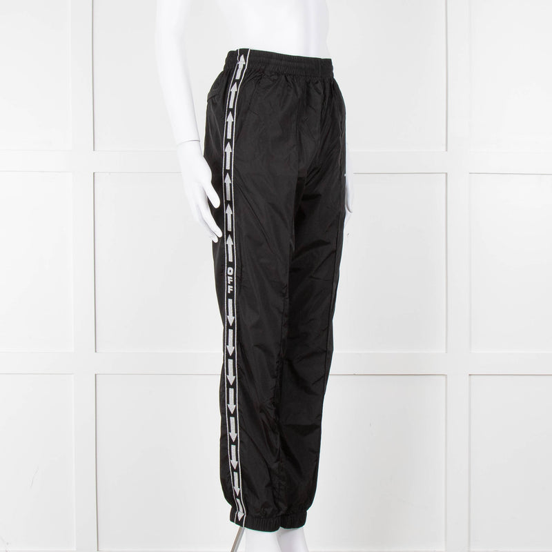 Off-White Black Nylon Joggers With Silver Lurex Arrows