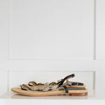 Chanel Interlocking CC Logo Leather T-Strap Sandals