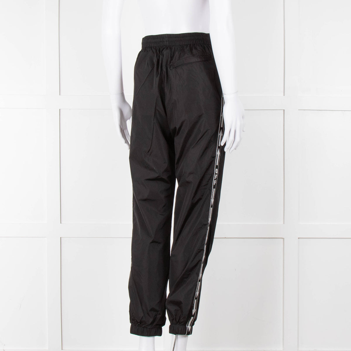 Off-White Black Nylon Joggers With Silver Lurex Arrows