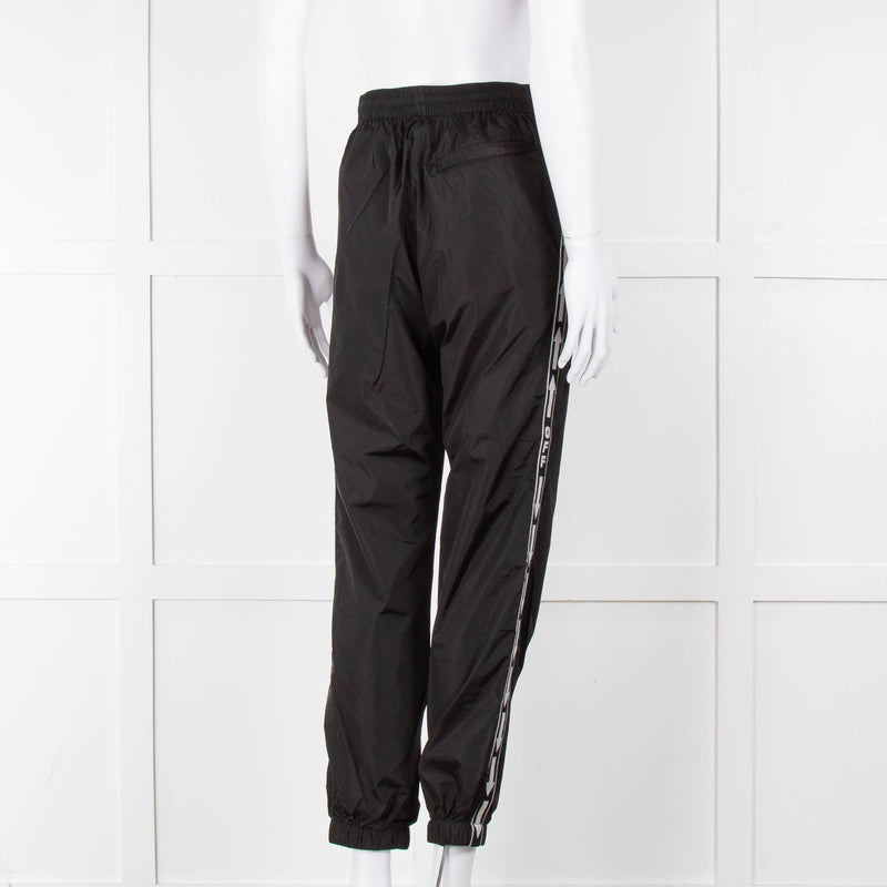 Off-White Black Nylon Joggers With Silver Lurex Arrows