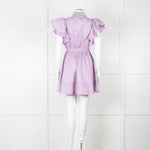 Aje Purple Short Frill Sleeve Shirt Dress With Tie Belt
