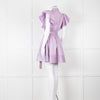 Aje Purple Short Frill Sleeve Shirt Dress With Tie Belt
