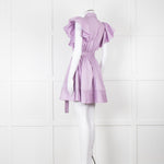 Aje Purple Short Frill Sleeve Shirt Dress With Tie Belt