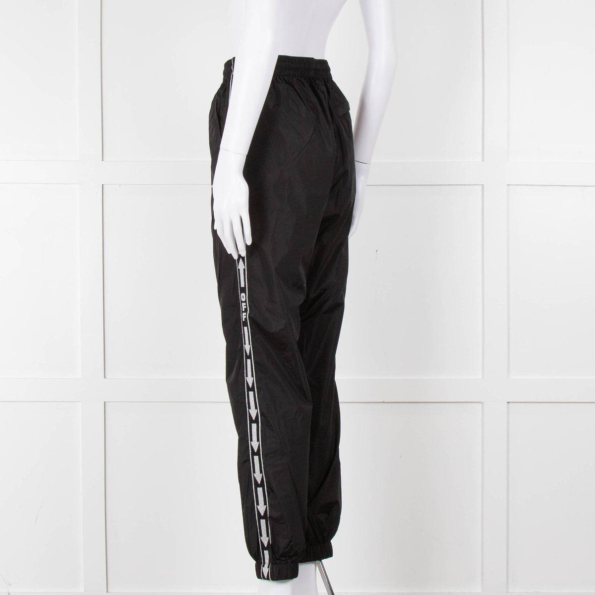 Off-White Black Nylon Joggers With Silver Lurex Arrows