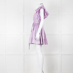 Aje Purple Short Frill Sleeve Shirt Dress With Tie Belt