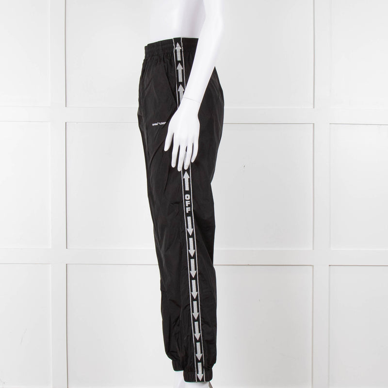 Off-White Black Nylon Joggers With Silver Lurex Arrows