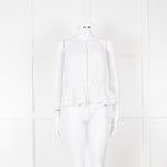 Zimmermann White Halter Neck Lace Cotton Top