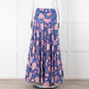 Neve & Noor Blue Pink Green Floral Print Maxi Skirt