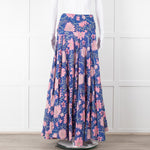 Neve & Noor Blue Pink Green Floral Print Maxi Skirt