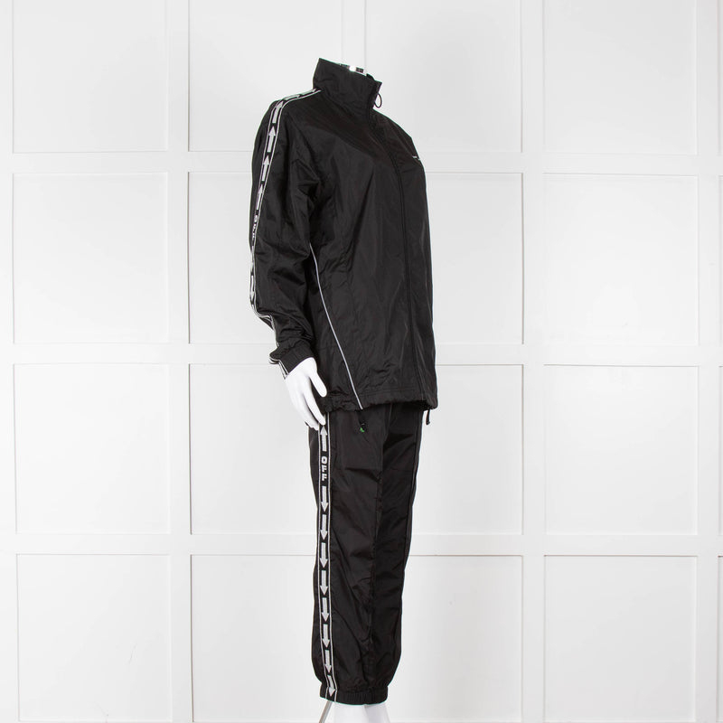 Off-White Black Nylon Joggers With Silver Lurex Arrows