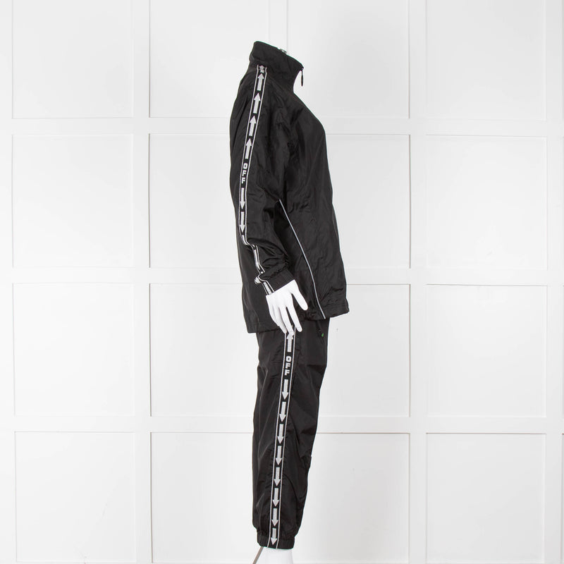 Off-White Black Nylon Jacket With Silver Lurex Arrows