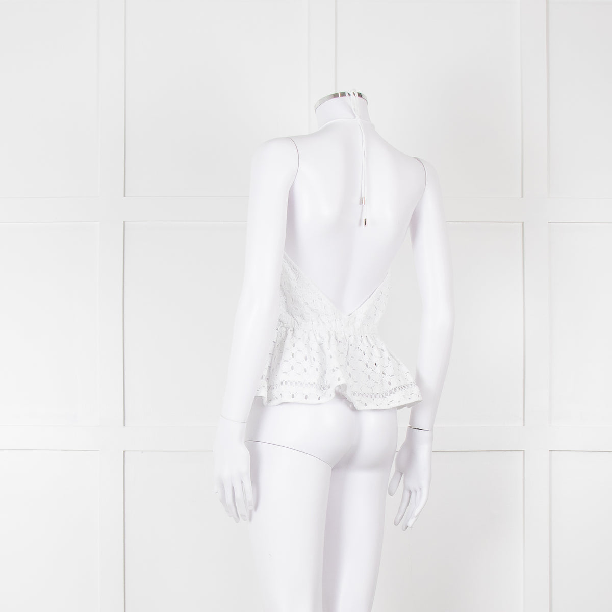 Zimmermann White Halter Neck Lace Cotton Top