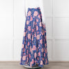 Neve & Noor Blue Pink Green Floral Print Maxi Skirt
