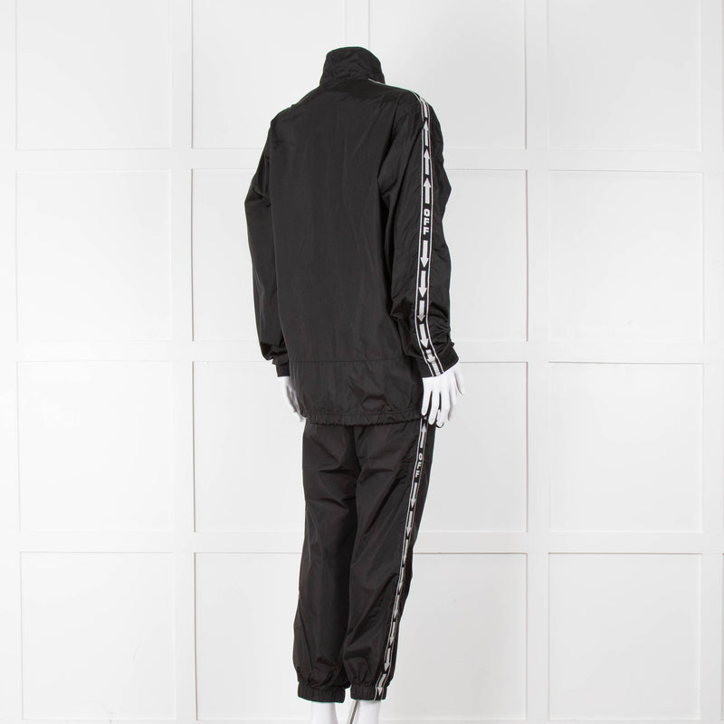 Off-White Black Nylon Joggers With Silver Lurex Arrows
