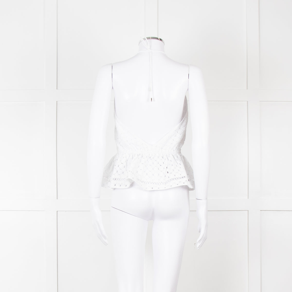 Zimmermann White Halter Neck Lace Cotton Top